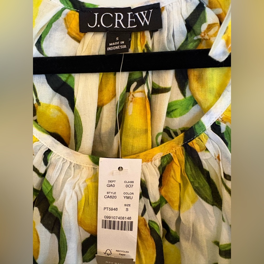 J Crew Tie Shoulder Tank Top in Limoncello Cotton Voile, size S, NWT - Picture 3 of 6